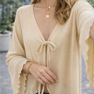 Cream Tie-Front Blouse
